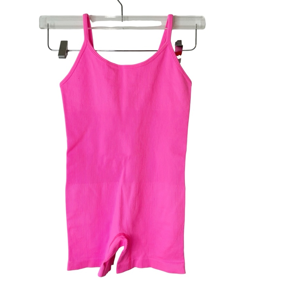 Pink Shorts Bodysuit Romper Jumper with built in bra Small
